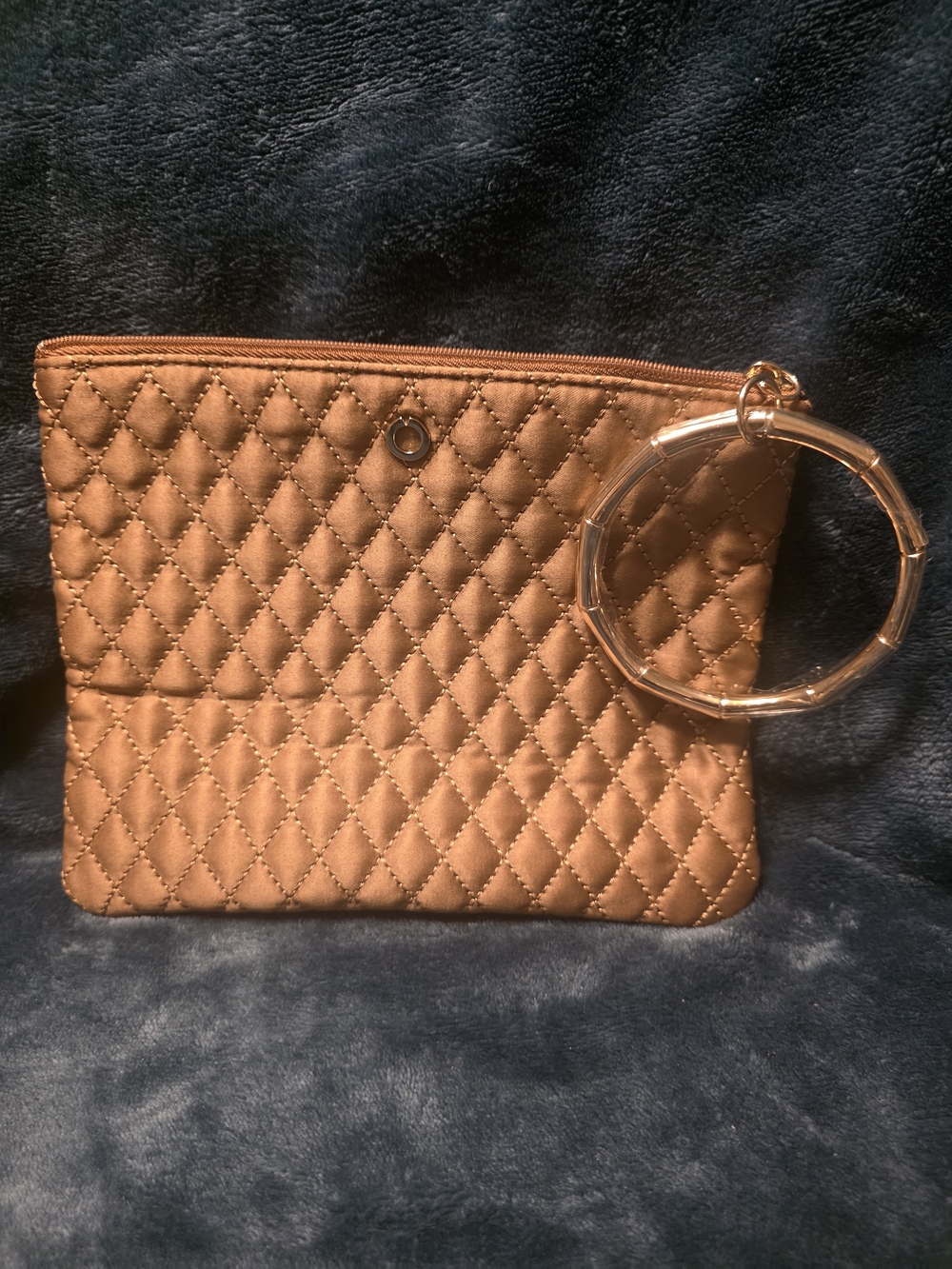 Quilted Wristlet Clutch in Bronze